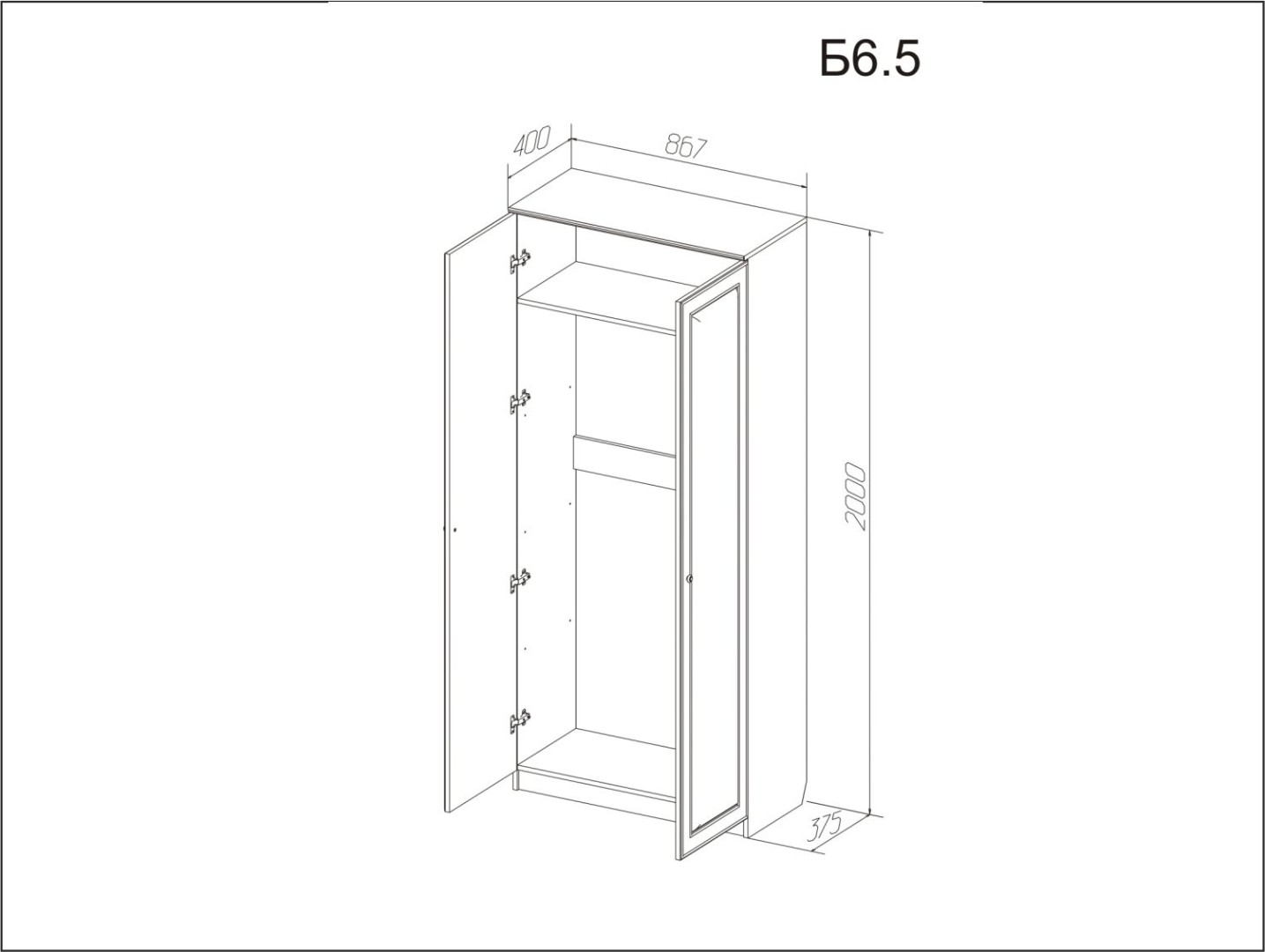 Шкаф 2-х ств. Б6.5 Орех/Беж