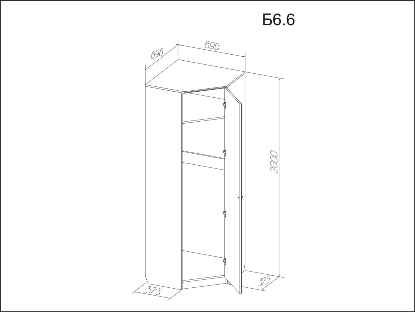 Шкаф 2-х ств. Б6.5 Орех/Беж