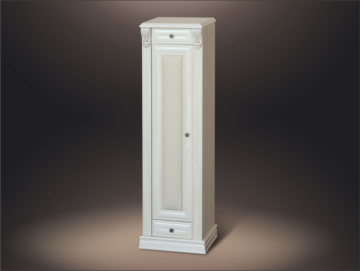 Тумба со столиком Б655.21М Белый/Патина Серебро/Белый Крокодил