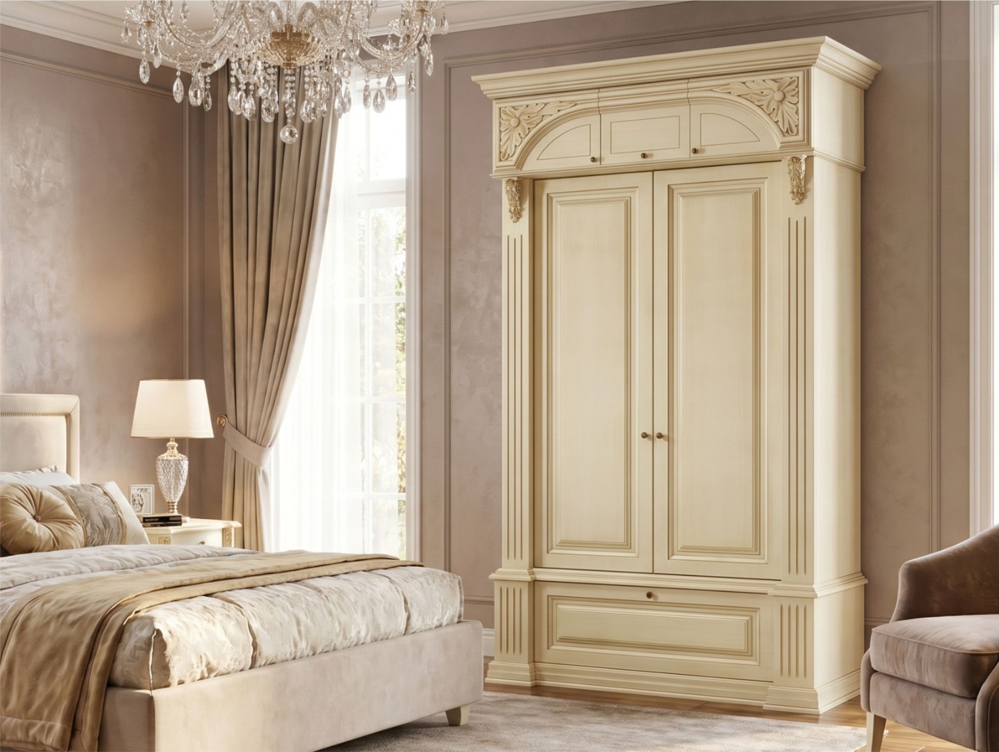Шкаф распашной 1-но ств. Б11.8-5 Карамель/Патина Золото