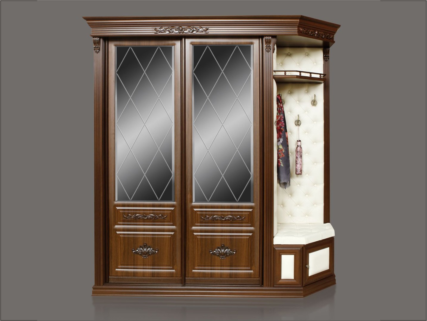 Шкаф купе Б8.60-2/1-19.22М (МДФ/Пленка) Орех