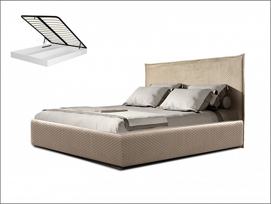Кровать "Диора" 1,6 м. с подъемным механизмом (стеганные царги) Беж 