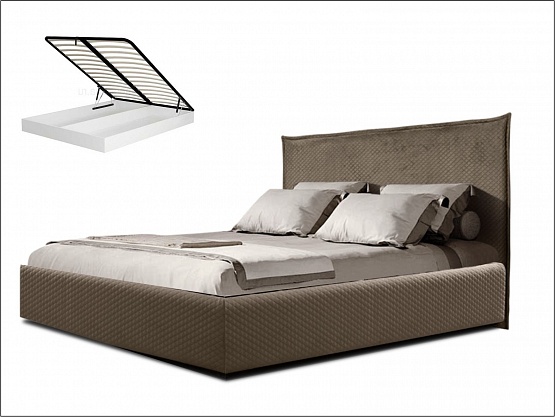 Кровать "Диора" 1,6 м. с подъемным механизмом (стеганные царги) Пепельно-коричневый 